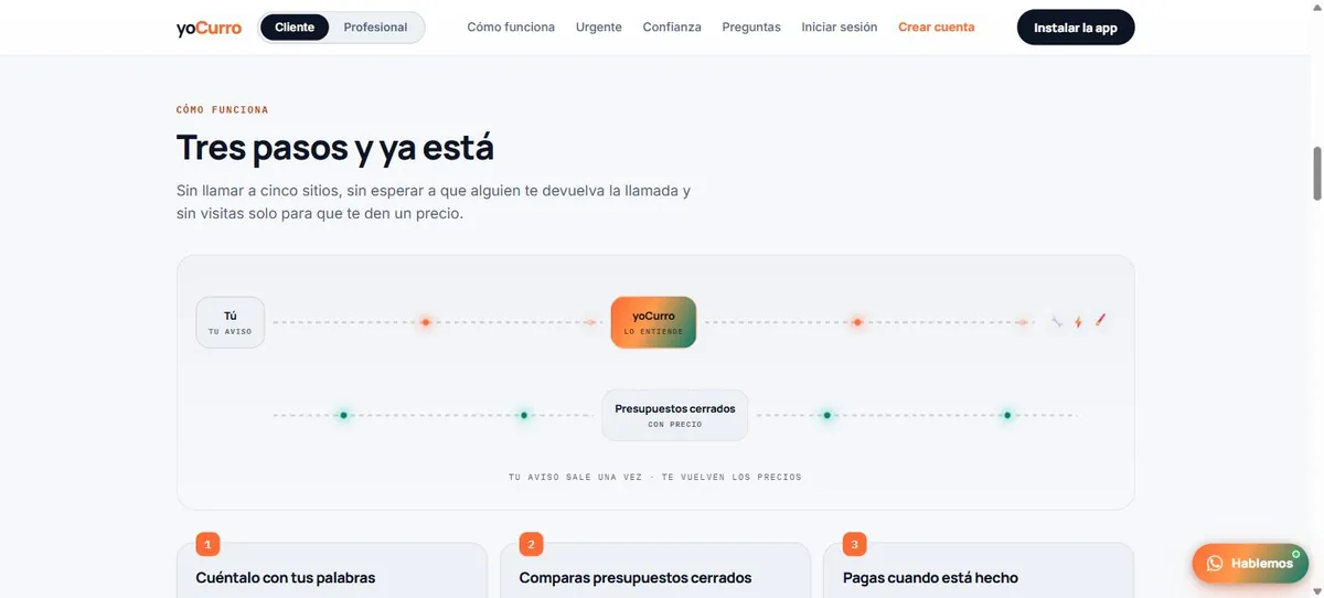 Cómo funciona yoCurro en tres pasos, del aviso al pago